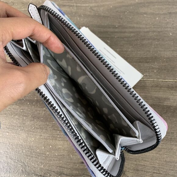 Aimee Kestenberg Leather Zip It Up Continental Wallet Tie Dye Colorful Pocket - Picture 13 of 16